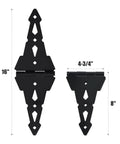 8 Inch Heavy Duty Gate Hinges For Wood Gates And Fences Black Six Pack With Screws And Mounting Hardware shown in two sizes