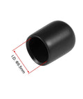 100 Pack Black Rubber End Caps 3/8 Inch Inner Diameter Vinyl Tube for furniture legs, showing a single black cap with measurements.