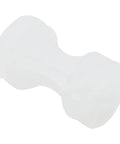 Power Seat Motor To Gearbox Coupling Connector Replacement For GM Vehicles 1980s, white plastic part, side view