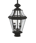 Georgetown 2-Light Outdoor Post Head In Polished Brass With Clear Beveled Glass, Weatherproof Exterior Light Fixture For Porch