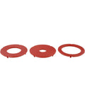 Heavy Duty Insertion Ring Set Crafted For RA1171 RA1180 RA1181 Router Tables, three red plastic drop-in rings for precise cuts.