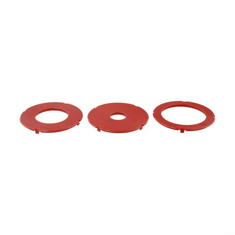 Heavy Duty Insertion Ring Set Crafted For RA1171 RA1180 RA1181 Router Tables, three red plastic drop-in rings for precise cuts.