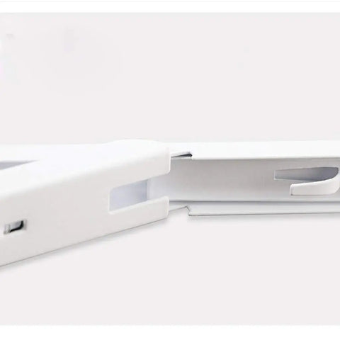 Rock Solid Heavy Duty Collapsible Shelf Brackets Hella Sturdy Foldable Metal Wall Mounts For Workbenches And Sinks Rust Resistant Pack Of Two No Sweat 65kg Capacity White Finish close-up view of white steel bracket detail.