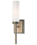 One Light Wall Sconce in Aged Patina Iron with Replacement Glass and Parts, Classic Industrial Style, 15.25 Inch Height and 4.25 Inch Width