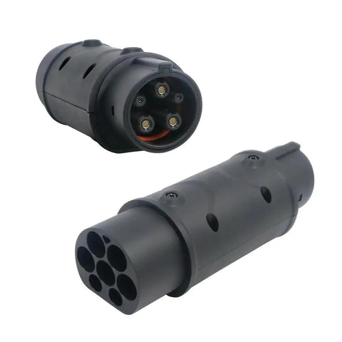 Heavy Duty Type 2 To Type 1 EV Charger Adapter 32A 7KW IP55 Weatherproof SAE J1772 connector with multiple pins and durable design.