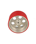 Heavy Duty Red Polyurethane Replacement Wheel For 2600 Cable Measure 85Mm Wide with metal core and holes for enhanced grip.