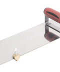 Beefy Stainless Steel Hand Edger With Adjustable Groover For Concrete Slabs, 14 Inch By 5 Inch Blade, Curved Design, 1/2 Inch Edger Radius