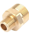 Brass male screw nipple fitting with hex body, M22M to 1/4 in NPT.