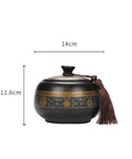 Airtight Ceramic Tea Canister With Silicone Seal Lid For Loose Leaf Coffee Beans Snacks And Nuts Keeps Kitchen Stash Crisp Locks In Flavor Premium Pantry Organizer, decorative design, 14cm diameter, 11.6cm height.