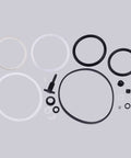 ciciTree 20 Ton jack repair kit top view: assortment of black and white rubber oil seals and O-rings with plugs