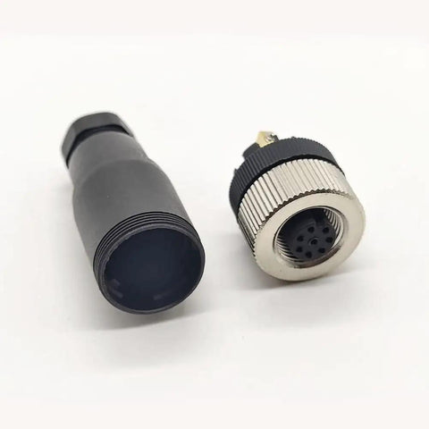 M12 8 Pin Female Industrial Circular Connector A Code Straight 2 Pack Field Wireable Sensor Adapter IP67, 12mm shell