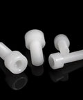 Kickass PTFE Hex Socket Cap Head Screw Assortment Kit M3 M4 M5 M6 M8 M10 M12 DIN912 Standard white plastic bolts on black background.
