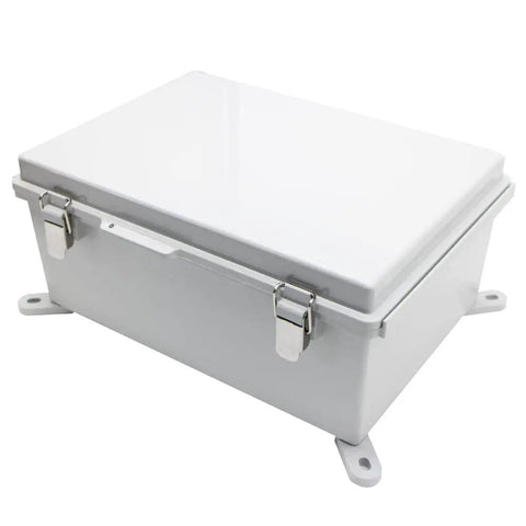 Watertight Electrical Junction Box With Mounting Plate And Clear Hinged Cover, Stainless Steel Latch, Durable Plastic Enclosure