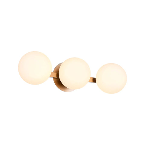 Modern 3 Light Globe Vanity Light Fixture Brushed Nickel Wall Mount Sconce For Bathroom Mirror Cabinets Hallway And Stairs With Opal Glass Diffused Globe Shades, front view