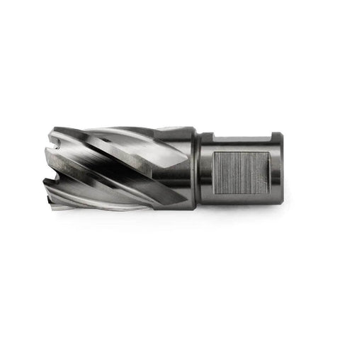 Side view of 7/8-inch annular cutter with 3/4-inch Weldon shank for magnetic drill press