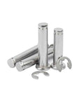 10 Pcs M5 A2 Stainless Steel Flat Head Dowel Pins With Cylindrical Roll Shaft And Circlip shown with circlip and flat heads