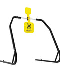 AR500 Dual Spinner Target for Rifle Shooting Three Eighths Inch Steel Target on collapsible stand with yellow target faces
