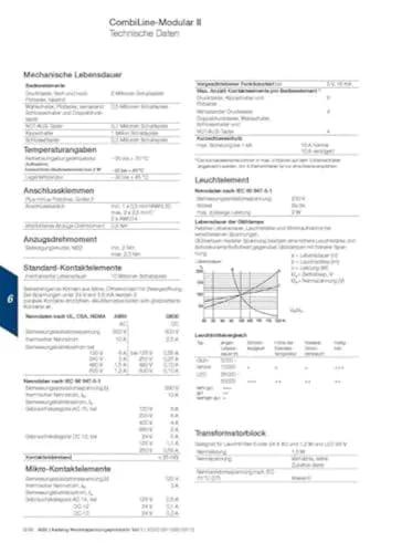 Technical specifications page for MCB-10 modular contact block
