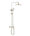 Kick Start Your Daily Ritual With This Clean White Shower Set Featuring A Smooth Waterfall Tub Spout Plus A Spacious 260 By 170 Mm Rainhead Coupled With A Practical Handheld Combo