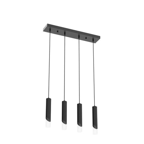 Cool Three Light Modern Pendant Light Fixture For Kitchen Island With Dimmable LED Black Minimalist Hanging Lights For Dining Room And Kitchen Adjustable Height Easy Install showing four black pendants hanging vertically from a rectangular base