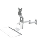 Heavy Duty Monitor Arm With Roomy Keyboard Tray Sweet Pick For Rapid Workspace Swaps No Fuss Install, silver mount with keyboard tray.