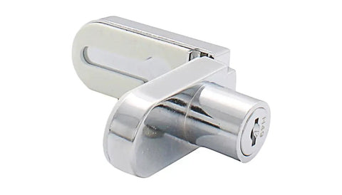 Chrome No Drill Showcase Lock For Glass Doors Keyed Alike Just Peel And Stick Easy Install Swing Door Security Lock Durable Chrome Finish