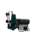 Worry Free Preassembled 12 Volt Sump Pump System With Battery Backup includes motor, float switch, and check valve.