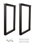 28 Inch Square Table Legs Set Black Industrial Bench Style Custom Furniture Leg Kit With Two Legs Includes Mounting Plates Adjustable Feet And All Hardware For Easy Assembly