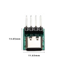 Type C Female Test Board Socket With Bent Pins 16 Pin 2.54 Pitch USB 3.1 Data Transfer Connector Kit for PCB Debugging shown with dimensions