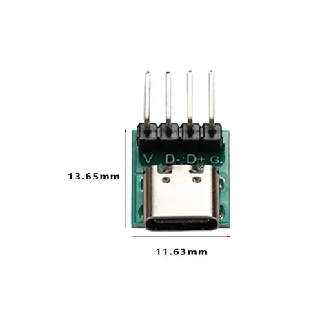 Type C Female Test Board Socket With Bent Pins 16 Pin 2.54 Pitch USB 3.1 Data Transfer Connector Kit for PCB Debugging shown with dimensions