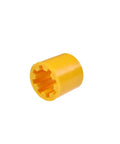PR-208FS Vacuum Flexible Coupler Sleeve for J B Industries Vacuum Pump Replacement, yellow with internal gear design, side view