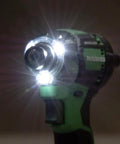 18V MultiVolt Cordless Triple Hammer BOLT Impact Driver Tool Only - 1/4-Inch Hex, glowing LED lights, close-up view