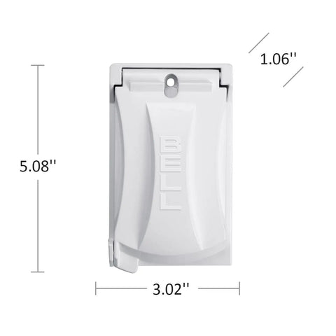 MX1050W 1 Gang Weatherproof Universal Metal Flip Cover For Outdoor Boxes Vertical And Horizontal 12 In 1, front view with dimensions.