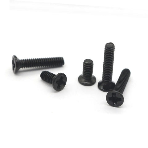 Straight Up Solid Black Screw Assortment Kit Featuring Portable Countersunk Round Head Fasteners for glasses watch repair.