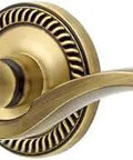Newport Rosette With Right Hand Bellagio Lever Passage Door Hardware Backset Two And Three Eighths Vintage Brass Finish