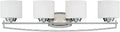 Axel Four Light Bathroom Vanity Fixture 32.5 Inches Satin Platinum Finish With Glass Shade Sconces Damp Rated For Bathrooms
