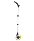 Generic Distance Measuring Wheel Portable Folding Hand Push Roller for Lawns, Asphalt, and More with Tape Measure side view with ergonomic grip.