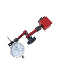 Magnetic Dial Indicator Holder And Bore Gauge Stand With 0.01 mm Graduation For Precise Measurements, Stable Magnetic Base For Dial Indicators, 8 mm Stem Compatibility, Great For Micrometer Tools And Accessories, red metal arm with dial indicator