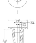 Caplugs T-2X T Series plastic tapered cap and plug, red LD-PE, dust and moisture seal, top view and cross-section