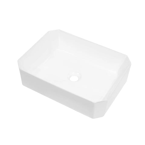 Rectangle Bathroom Vessel Sink 19 By 14 Inches Porcelain Ceramic White Above Counter Vanity Sink For Cabinets Lavatory Hotel And Home Modern Minimalist Basin With Smooth Glaze Easy To Clean And Lasting Glam