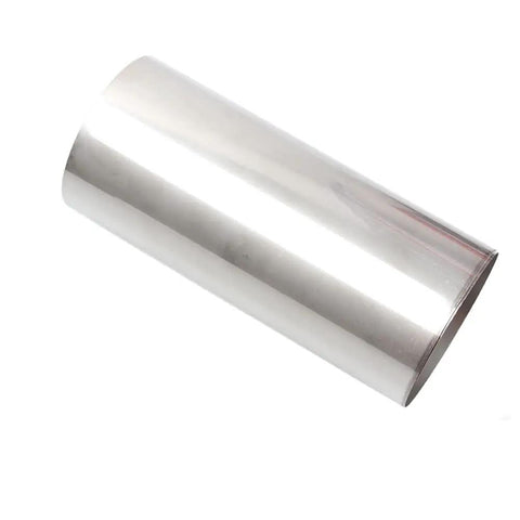 Heavy Duty Workhorse Pure Titanium Foil Sheet 0.5mm Thick By 600mm Long By 200mm Wide Silver Gray Metal Belt at an angle.