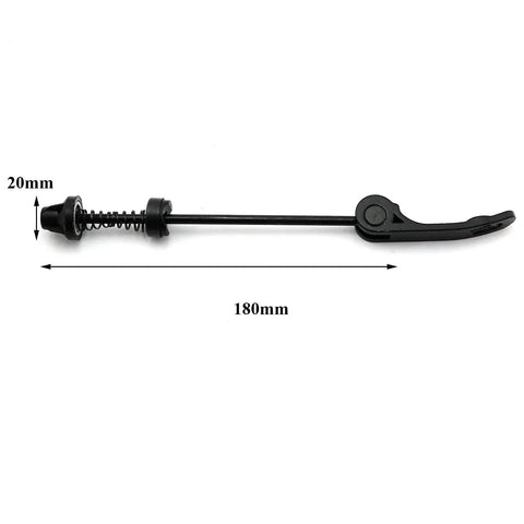 4 Piece Aluminum Bike Axle Quick Release Skewers Set, 180mm length, black side view