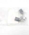 Set of 2 DC motor brushes BP5000BK08SP D664384 replacement pack with graphite contacts in plastic packaging shown from top view.