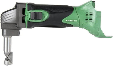 18V Cordless Nibbler For Metal Panels Beasts At Cutting Through Mild Steel, Aluminum, Stainless, And Corrugate With 180 Degree 3-Stop Die Holder Tool Only No Battery side view