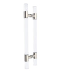Heavy Duty Solid Acrylic Door Handles Set With Clear Crystal Push Pull Double Sided Hardware Kit, glass door handles, silver finish