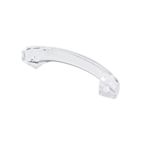 Single clear acrylic cabinet handle pull with arch design, 3.3 inch total length, part of Set Of 6 Clear Acrylic Cabinet Handle Pulls With Arch Design.