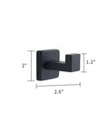 Hefty Matte Black Wall Mount Coat Hook Set Stainless Steel Solid Grip Rack With Peel Stick Glue For Bathroom Kitchen Stuff Home Storage Easy Peasy Install Compact Space Saver, 2.6x2x1.2 inches.