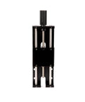 Laser engraver lift stand kit, black metal body with dual silver guide rods and visible leadscrew