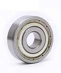 Deep groove ball bearing, front view, 3/8x7/8x9/32 in, double metal shields, pre-lubricated.