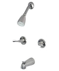 Yosemite Two Handle Tub And Shower Faucet In Brushed Nickel Finish With 3 1 8 Inch Escutcheon Includes Shower Head Arm Flange Valve